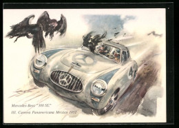 Künstler-AK Gruss Aus Stuttgart, Mercedes-Benz 300 SL, III. Carrera Panamericana Mexico 1952  - Altri & Non Classificati