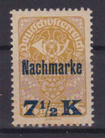 Adler 15 H. Mir Aufdruck "Nachmarkke 7½ K", ** - Impuestos