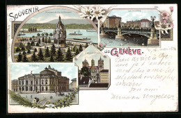 Lithographie Genève, Monument Du Duc De Brunswick, Le Théâtre, Les Mouettes  - Genève