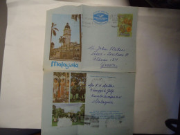 MALAYSIA  AEROGRAMME  1977 BUTTERFLIES  POSTED GREECE - Malesia (1964-...)