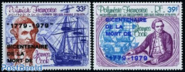 French Polynesia 1979 James Cook 2v, Mint NH, History - Transport - Explorers - Ships And Boats - Ongebruikt