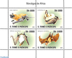 Sao Tome/Principe 2007 Bats 4v M/s  (issued 31 Dec 2007 But With Year 2008 On Stamps, See Michel Cat.), Mint NH, Natur.. - Sao Tome And Principe
