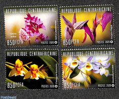 Central Africa 2020 Orchids 4v, Mint NH, Nature - Flowers & Plants - Orchids - República Centroafricana