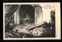 AK Messina, Terremeto Del 28 Dicembre 1908, Interno Del Duomo  - Catástrofes