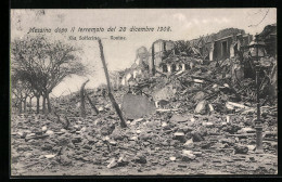 AK Messina, Via Solferino, Rovine, Il Terremoto Del 28 Dicembre 1908  - Catástrofes