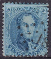 Belgique - N°15A - 20c Bleu Pastel Médaillon Dentelé Oblit. - 1863-1864 Medallones (13/16)