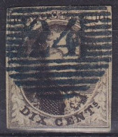 Belgique - N°6 - Médaillon 10c Brun Oblit. Bleue D24 BRUXELLES - 1851-1857 Medaillen (6/8)