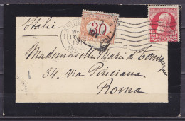 Petite Lettre De Deuil Affr. N°74 Flam. ANTWERPEN 1 /21 ? 1911 Pour Et Taxée 30c à ROME (au Dos: Càd "ROMA C /20/4/1911/ - 1905 Grove Baard