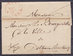 L. Datée 21 Avril 1830 De VERVIERS Càd VERVIERS /21 APR En Franchise Pour DOLHAIN-LIMBOURG - Man. "Service Postes" - 1815-1830 (Période Hollandaise)