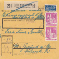BiZone Paketkarte 1948: Wurmannsquick Nach Gmund, Notopfer - Storia Postale