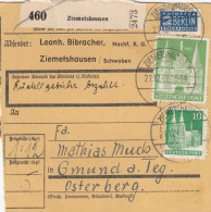BiZone Paketkarte 1948 : Ziemetshausen Nach Gmund, Selbstbucher, Notopfer - Storia Postale