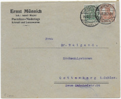 Brief Porzellan Waldenborg 1920 Nach Gottesberg, MiNr. 103c, Infla + BPP Geprüft - Briefe U. Dokumente