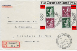 Privater Umschlag Als Einschreiben Hamburg 1936, Weltkongress Freizeit, Erholung - Briefe U. Dokumente