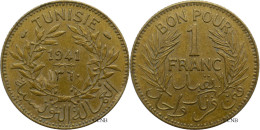 Tunisie - Protectorat Français - Ahmed Bey - 1 Franc 1941-AH1360 - TTB+/AU50 - Mon5432 - Tunisie