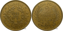 Tunisie - Protectorat Français - Ahmed Bey - 2 Francs 1941-AH1360 - TTB+/AU50 - Mon5433 - Túnez