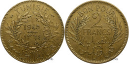 Tunisie - Protectorat Français - Lamine Bey - 2 Francs 1945-AH1364 - TTB+/AU50 - Mon5436 - Tunesië