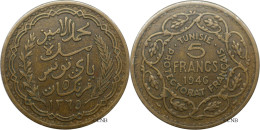 Tunisie - Protectorat Français - Lamine Bey - 5 Francs AH1365 / 1946 - TTB/XF45 - Mon6016 - Tunesië