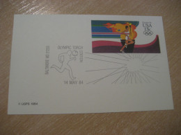 BALTIMORE 1984 Olympic Torch Los Angeles Olympic Games Olympics Cancel Postal Stationery Card USA - Estate 1984: Los Angeles