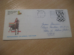 SEATTLE 1984 To Palma Mallorca Spain Horse Equestrian Los Angeles Olympic Games Olympics Cancel Aerogramme USA - Hippisme