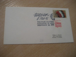 ANDERSON 1991 Wigwam Station American Indians Indian Cancel Cover USA Indigenous Native History - American Indians