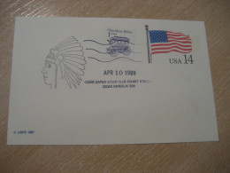 CEDAR RAPIDS 1988 Stamp Club American Indians Indian Cancel Card USA Indigenous Native History - Indianen