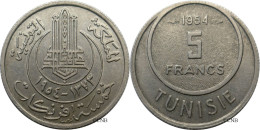 Tunisie - Protectorat Français - Lamine Bey - 5 Francs 1954-AH1373 - TTB+/AU50 - Mon5574 - Tunesien