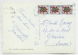 FRANCE BLASON 2FRX3 TOURAINE CARTE 5 MOTS LE POULIGUEN 1952 POUR SUISSE  AU TARIF - 1941-66 Coat Of Arms And Heraldry