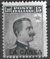 CRETE 1907-12 Italian Office : Italian Stamps With Overprint LA CANEA 15 C Black Vl. 16 MH - Crete