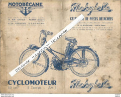 PZ / Catalogue Pièces Détachées MOTOBECANE CYCLOMOTEUR 50 Cm3 2temps Pieces Détachées MOBYLETTE Moto - Werbung