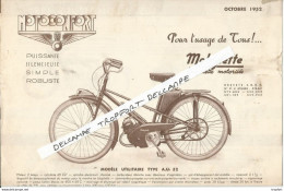 PZ / Feuillet Ancien Original 1952 MOTOCONFORT MOBYLETTE Moto SCOOTER MOTOCONFORT - Advertising