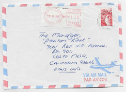 FRANCE SABINE 1FR40 ROUGE + ETIQUETTE EMA 1.10 17 ROYAN CHARNENTE MARITIME 29.9.1980 POUR USA AU TARIF - 1977-1981 Sabine Of Gandon