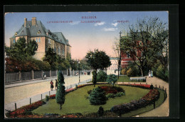 AK Eisleben, Luthergymnasium Und Postamt Am Schlossplatz  - Lutherstadt Eisleben