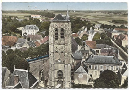 X123997 LOIR ET CHER MER EN AVION AU DESSUS DE  L' EGLISE EN REPARATION ET BUS AUTOBUS GARES A LA GAUCHE DU CLOCHER - Mer