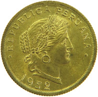 PERU 20 CENTAVOS 1952 UNC #t030 0105 - Pérou