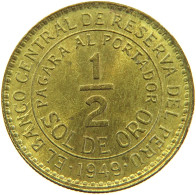 PERU 1/2 SOL 1949 UNC #t030 0085 - Pérou