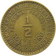 PERU 1/2 SOL 1941 5 LEAVES #t030 0061 - Peru