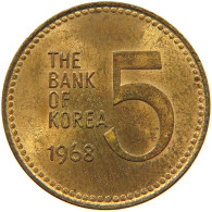 KOREA SOUTH 5 WON 1968 #t030 0459 - Korea, South