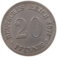 KAISERREICH 20 PFENNIG 1875 A #t029 0279 - 20 Pfennig