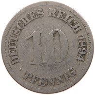 KAISERREICH 10 PFENNIG 1894 E #t029 0313 - 10 Pfennig