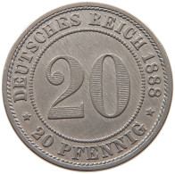 GERMANY EMPIRE 20 PFENNIG 1888 A #t030 0255 - 20 Pfennig