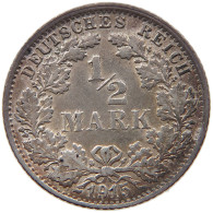 GERMANY EMPIRE 1/2 MARK 1915 F TOP #t030 0309 - 1/2 Mark