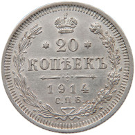 RUSSIA EMPIRE 20 KOPEKS 1914 #t031 0169 - Russia