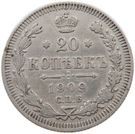 RUSSIA EMPIRE 20 KOPEKS 1909 #t031 0251 - Rusland