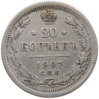 RUSSIA EMPIRE 20 KOPEKS 1907 #t031 0203 - Russie