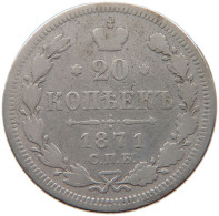 RUSSIA EMPIRE 20 KOPEKS 1871 #t031 0189 - Rusia