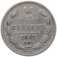 RUSSIA EMPIRE 15 KOPEKS 1905 #t031 0259 - Rusia