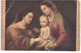 CARTOLINA BARTOLOMEO MURILLO LO SPOSALIZIO DI S.CATERINA CON ANNULLO TARGHETTA TRIPOLITANIA - Pittura & Quadri