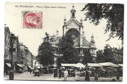 Bruxelles Place Et Eglise Sainte Catherine Photo Carte Cachet 1909 Brussel - Mercadillos