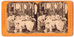 Stereo-Fotografie Adolphe Block, Paris, Junge Waschfrauen Bei Der Kleiderwäsche Am Waschzuber  - Professions