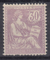 FRANCE MOUCHON 30c VIOLET N° 128 NEUF * GOMME LEGERE TRACE CHARNIERE - COTE 350 € - 1900-02 Mouchon